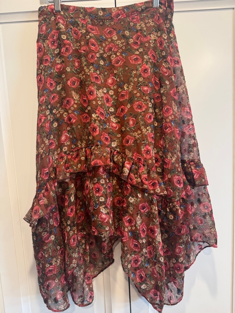 Mia Joy Floral Handkerchief Hem Boho Skirt - Picture 2 of 7